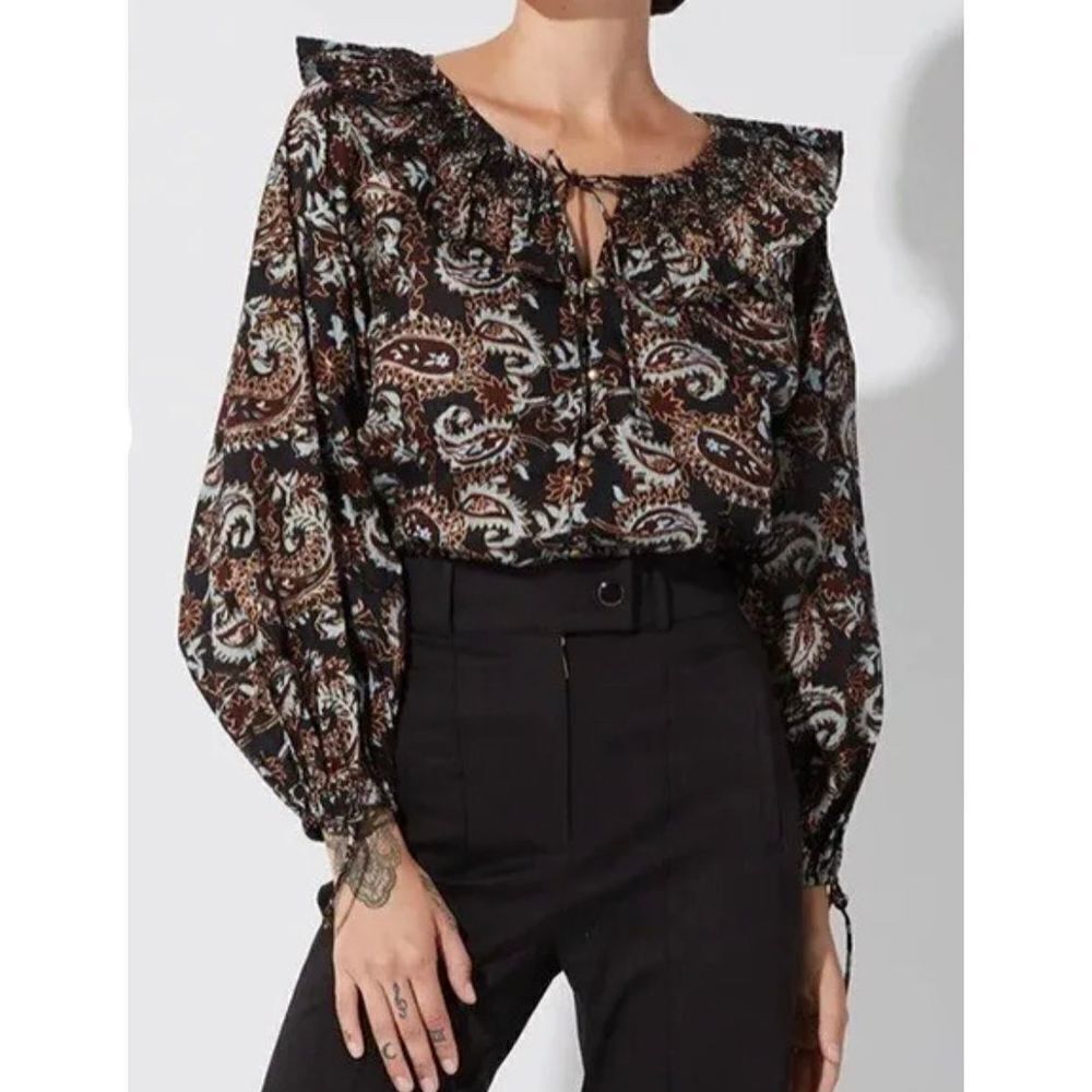 Cleobella Jillian Blouse‎ in Avalon Floral Print Size XSmall New Cotton organic